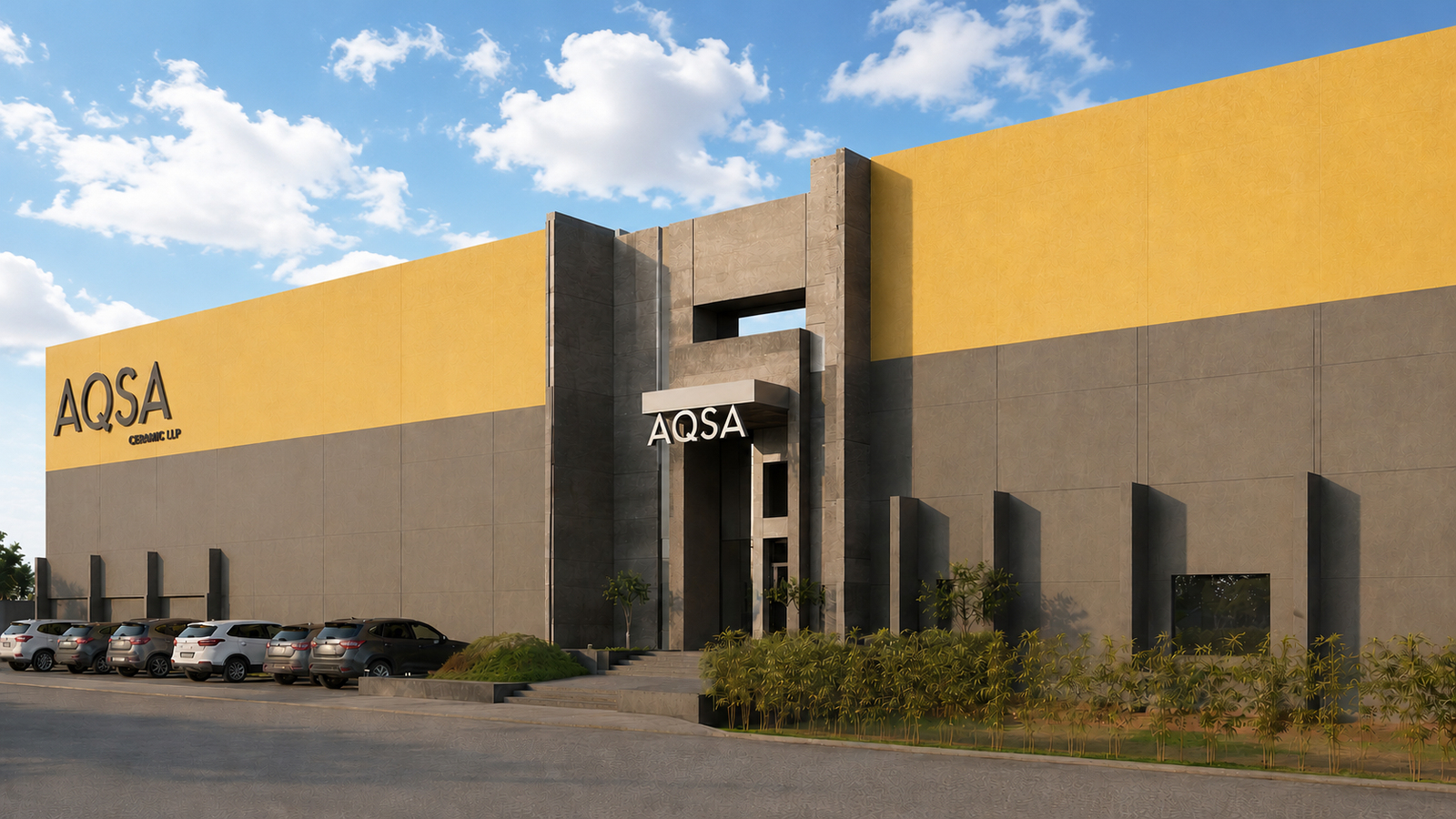 AQSA Ceramic Morbi Factory Front View - Wall Tiles Manufacturing Plant